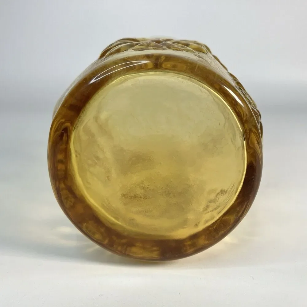Vtg Anchor Hocking Spring Song Daisy Honey Amber 6.75 x 3.5